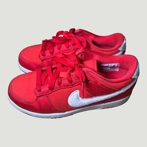Nike Red Corduroy Low Sneakers Fuzzy Swoosh 2.5Y Valentine